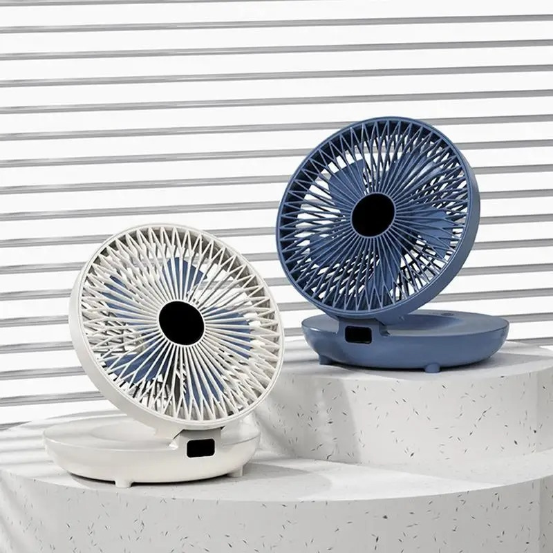 Portable Oscillating Desk Fan with 4 Speeds, Adjustable Angles & Wall Mount – Rechargeable USB-C Mini Fan for Bedroom Office Travel | Thomler