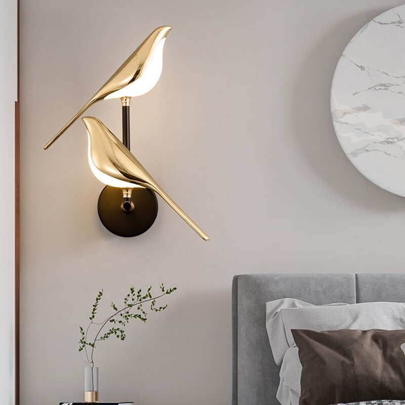 Wall Lamp Metal LED 38.0 cm Gold Living Room Bedroom Bird Design Adjustable Magnetic Accent Light | Thomler
