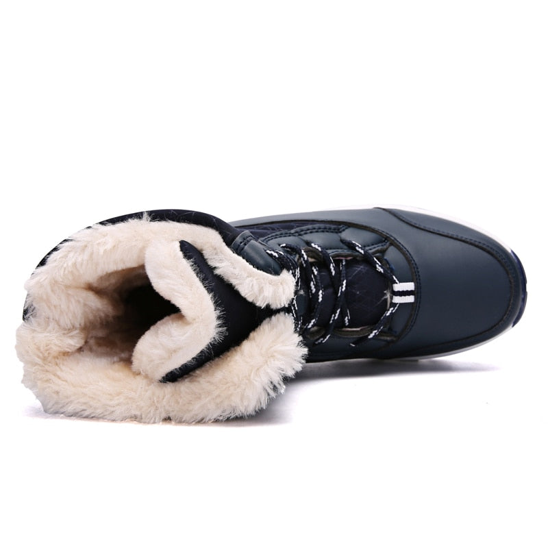 Plush-Lined Winter Boots for Women – Cozy Mid-Calf Snow Boots with PU Leather Upper & Non-Slip Sole for Cold Weather & Daily Wear | Thomler