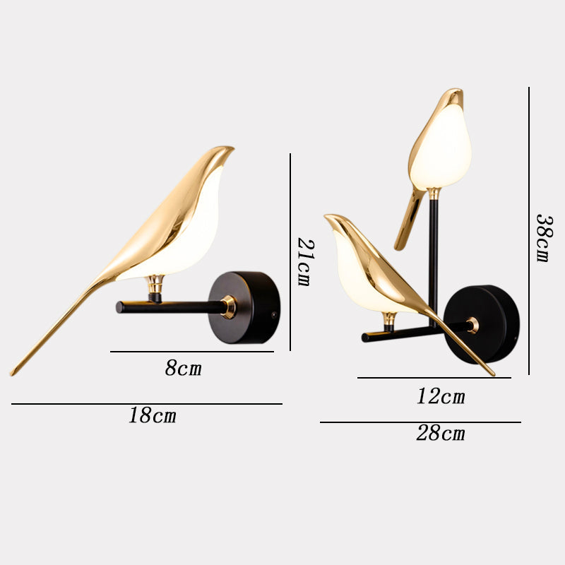 Wall Lamp Metal LED 38.0 cm Gold Living Room Bedroom Bird Design Adjustable Magnetic Accent Light | Thomler