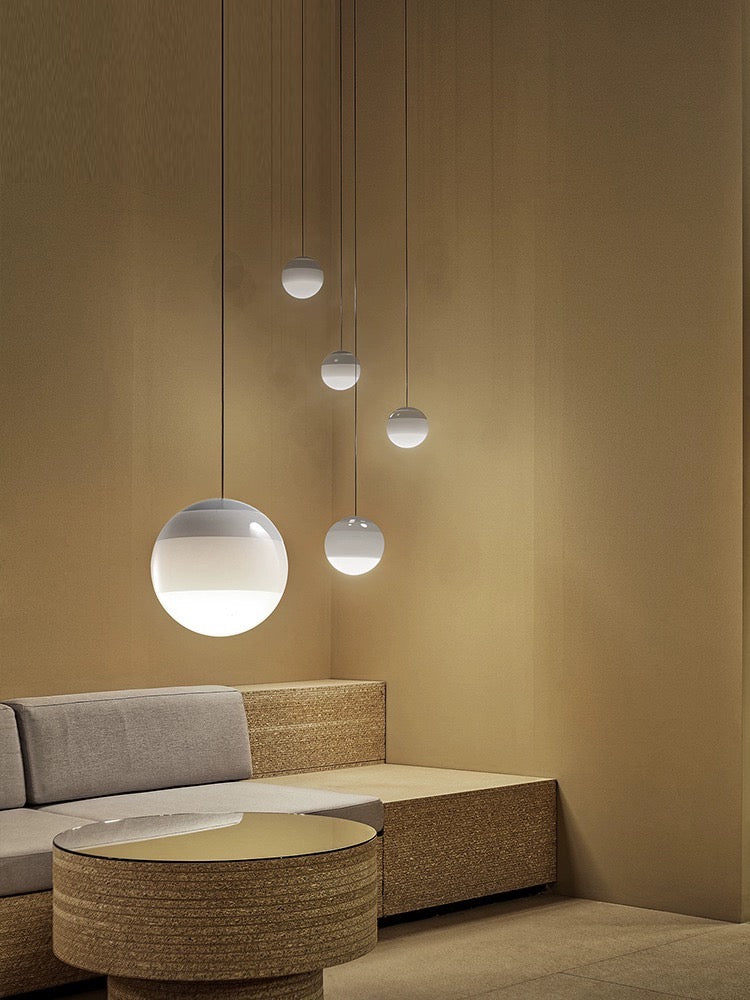 Adjustable Brightness Hanging Light Fixture with Brushed Metal Finish & Stone Glass Shade – E27 Socket | Thomler