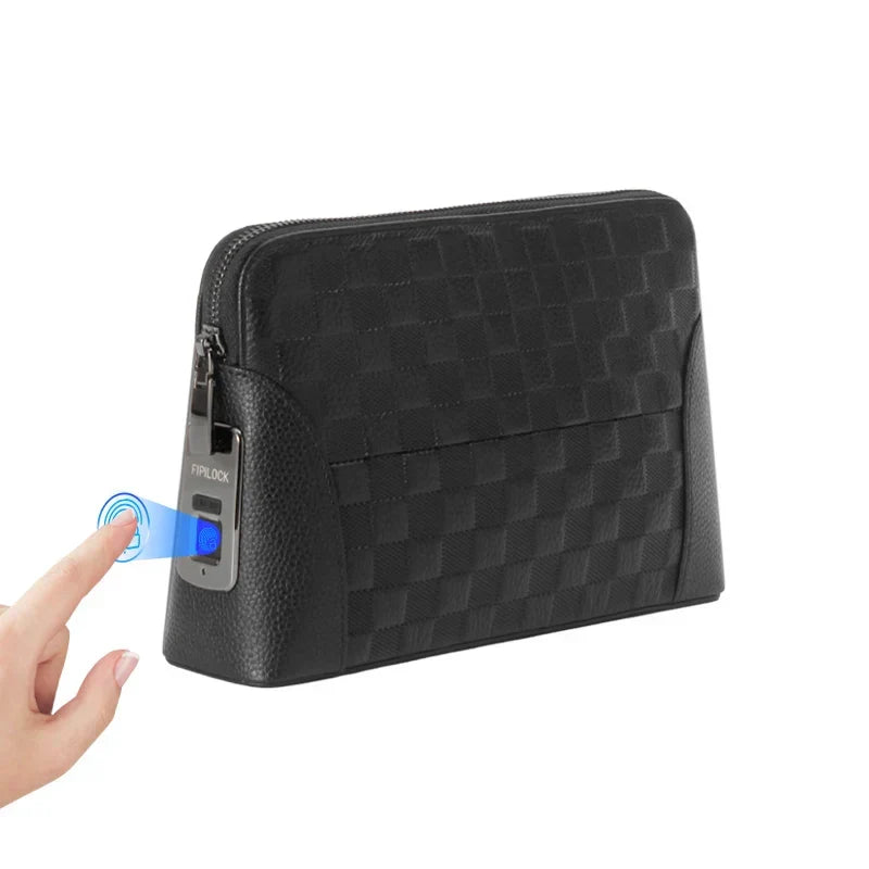 Biometric Fingerprint Lock Leather Organizer for Cash Cards Phone Travel Daily Carry Anti-Theft Security Clutch Wallet Men Women Business | Thomler