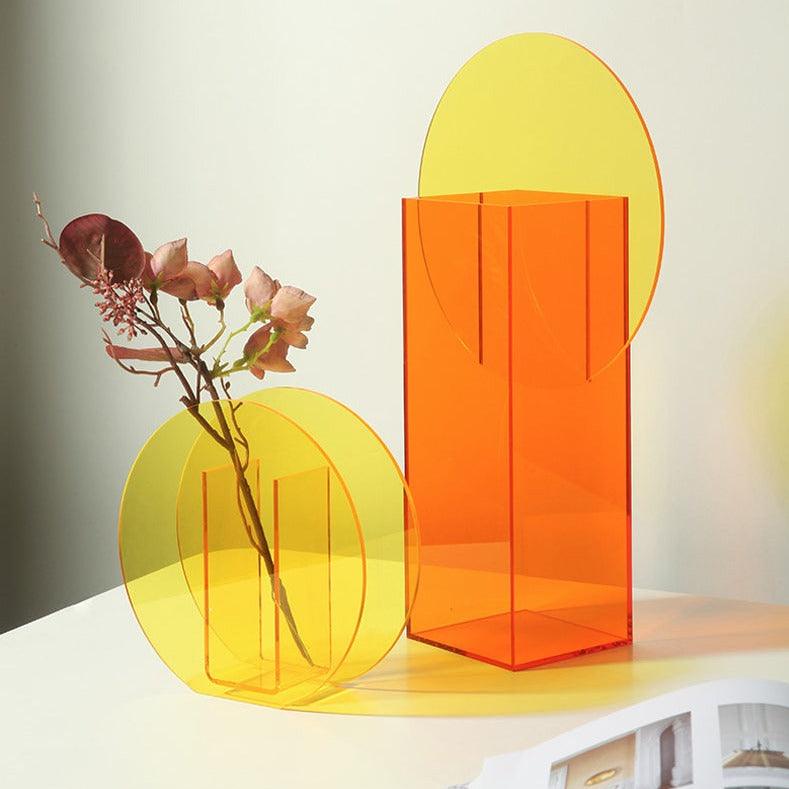 Vase Translucent Acrylic Decorative Geometric Modern Table Centerpiece Home Decor Flower Display Minimalist Accent Set | Thomler