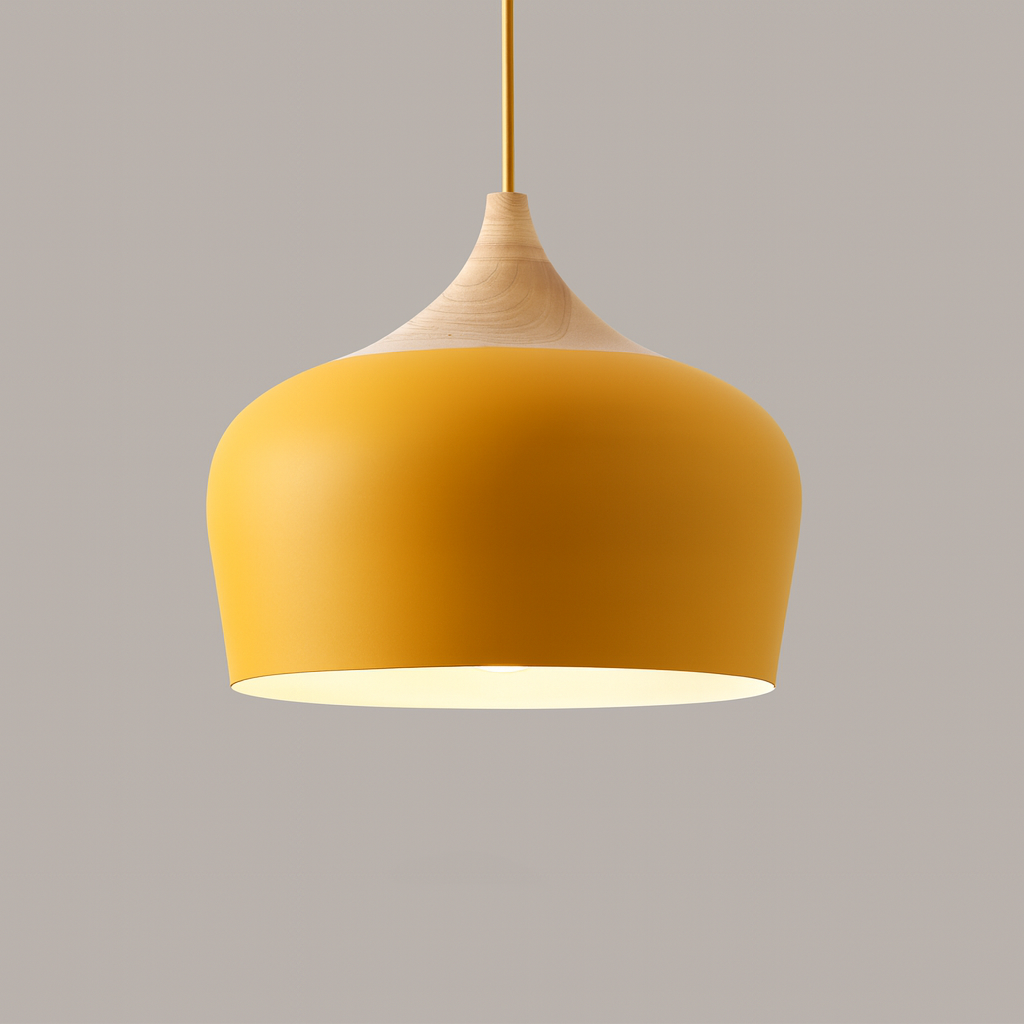Pendant Light Aluminium Wood 35.0 cm Pastel Dining Room Kitchen Island Hanging Ceiling Lamp E27 Retro Dome Globe | Thomler