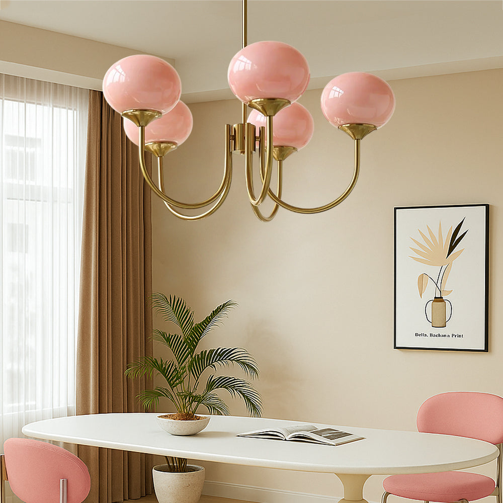 Frosted Glass Cluster Chandelier with Metal Frame – Mid-Century Modern Ceiling Light Fixture for Dining Room & Living Room – Warm White | Thomler