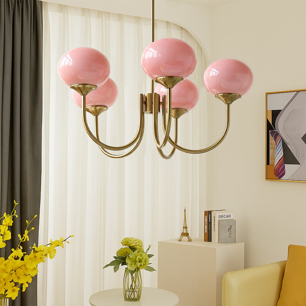 Frosted Glass Cluster Chandelier with Metal Frame – Mid-Century Modern Ceiling Light Fixture for Dining Room & Living Room – Warm White | Thomler