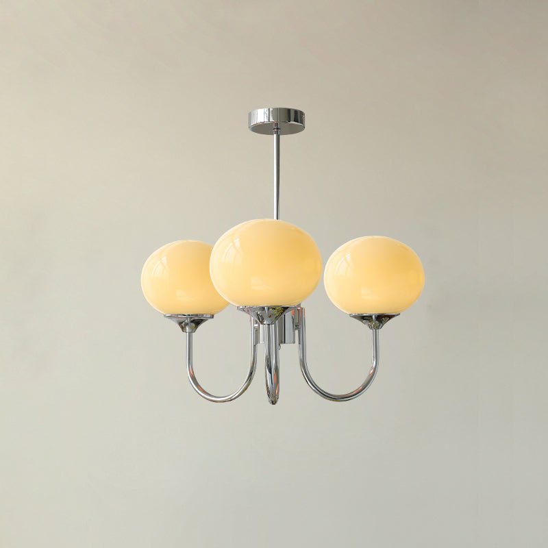 Handblown Glass Globe Chandelier with Gold or Chrome Finish – 3 or 5 Light Dining Room Pendant for Kitchen Island, Bedroom, Living Room | Thomler