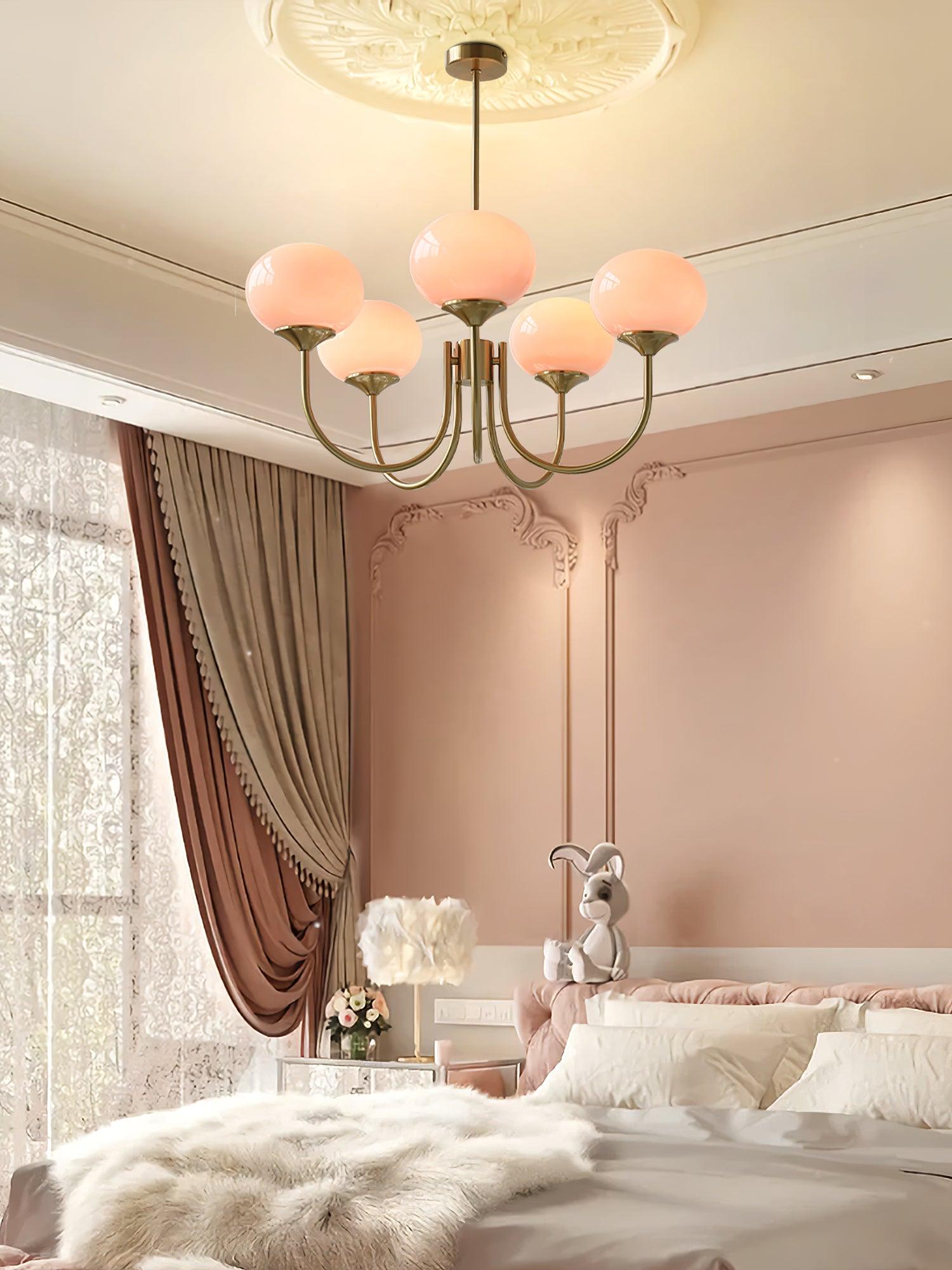 Handblown Glass Globe Chandelier with Gold or Chrome Finish – 3 or 5 Light Dining Room Pendant for Kitchen Island, Bedroom, Living Room | Thomler