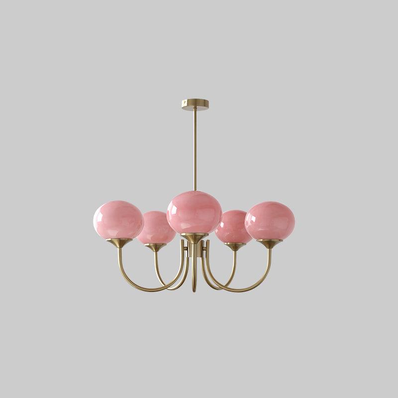 Handblown Glass Globe Chandelier with Gold or Chrome Finish – 3 or 5 Light Dining Room Pendant for Kitchen Island, Bedroom, Living Room | Thomler