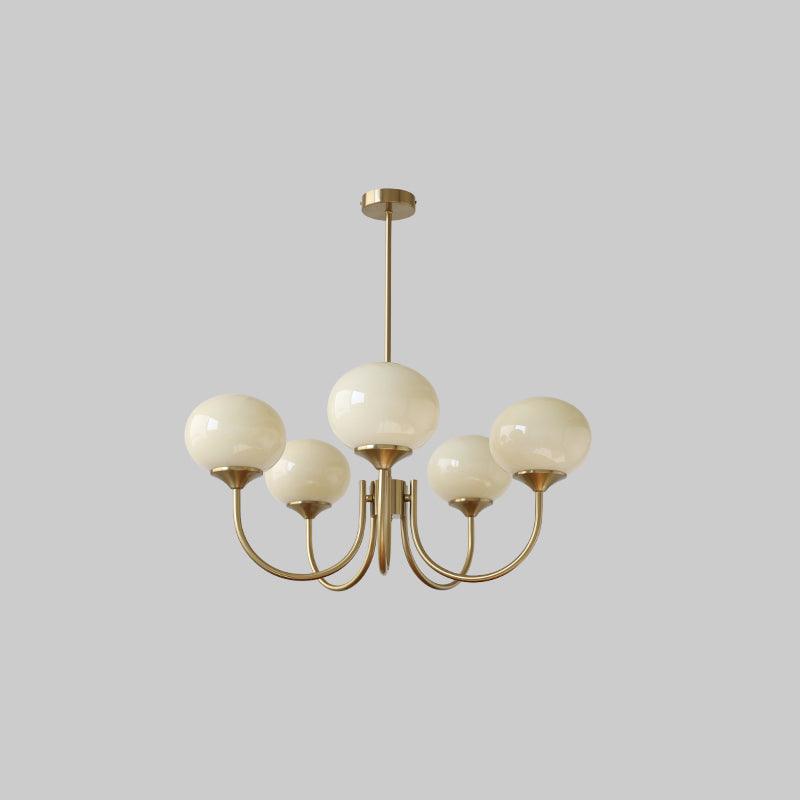 Handblown Glass Globe Chandelier with Gold or Chrome Finish – 3 or 5 Light Dining Room Pendant for Kitchen Island, Bedroom, Living Room | Thomler