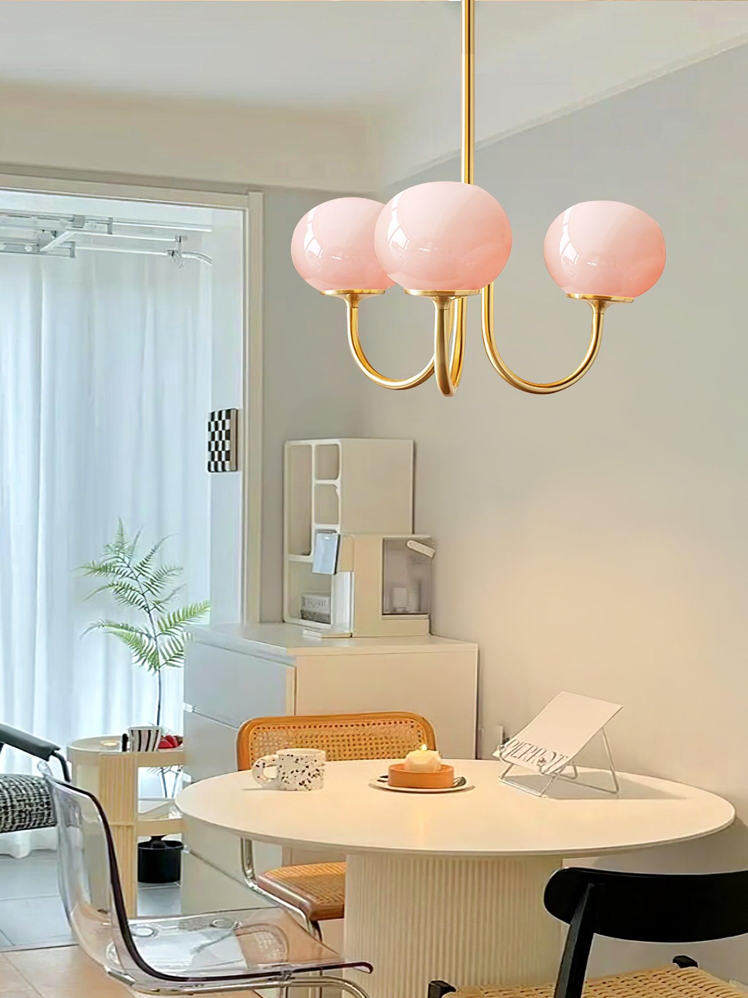 Handblown Glass Globe Chandelier with Gold or Chrome Finish – 3 or 5 Light Dining Room Pendant for Kitchen Island, Bedroom, Living Room | Thomler