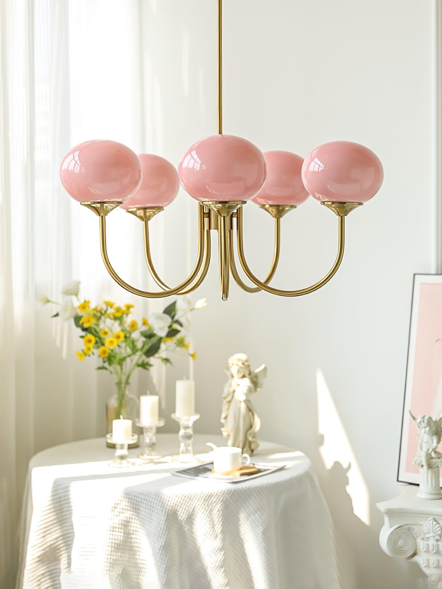 Handblown Glass Globe Chandelier with Gold or Chrome Finish – 3 or 5 Light Dining Room Pendant for Kitchen Island, Bedroom, Living Room | Thomler