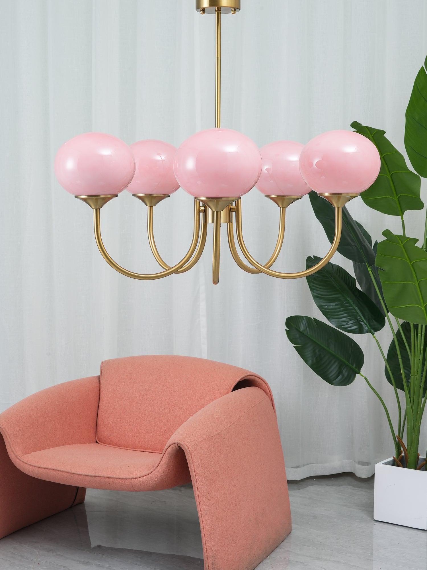 Handblown Glass Globe Chandelier with Gold or Chrome Finish – 3 or 5 Light Dining Room Pendant for Kitchen Island, Bedroom, Living Room | Thomler