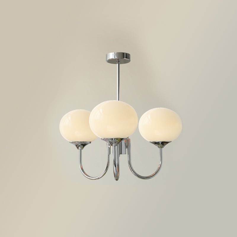 Handblown Glass Globe Chandelier with Gold or Chrome Finish – 3 or 5 Light Dining Room Pendant for Kitchen Island, Bedroom, Living Room | Thomler