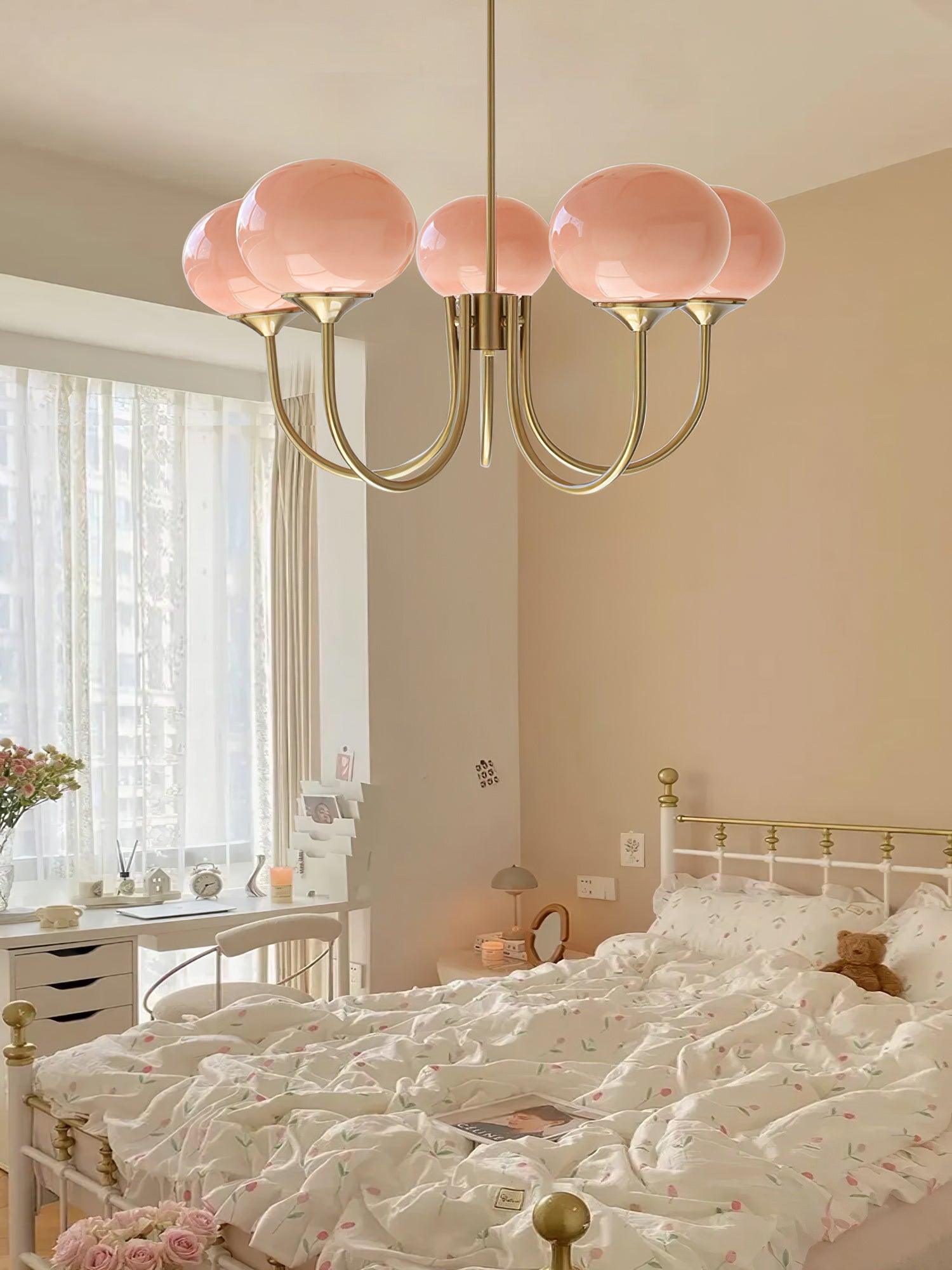 Handblown Glass Globe Chandelier with Gold or Chrome Finish – 3 or 5 Light Dining Room Pendant for Kitchen Island, Bedroom, Living Room | Thomler