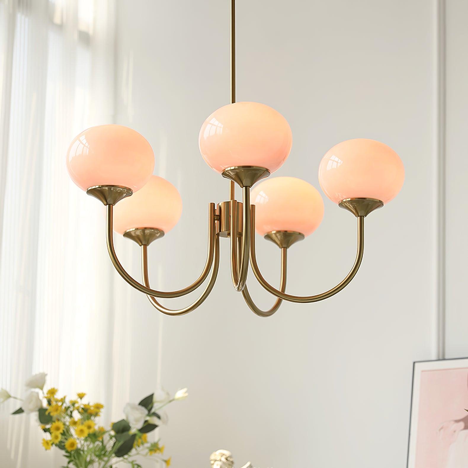 Handblown Glass Globe Chandelier with Gold or Chrome Finish – 3 or 5 Light Dining Room Pendant for Kitchen Island, Bedroom, Living Room | Thomler