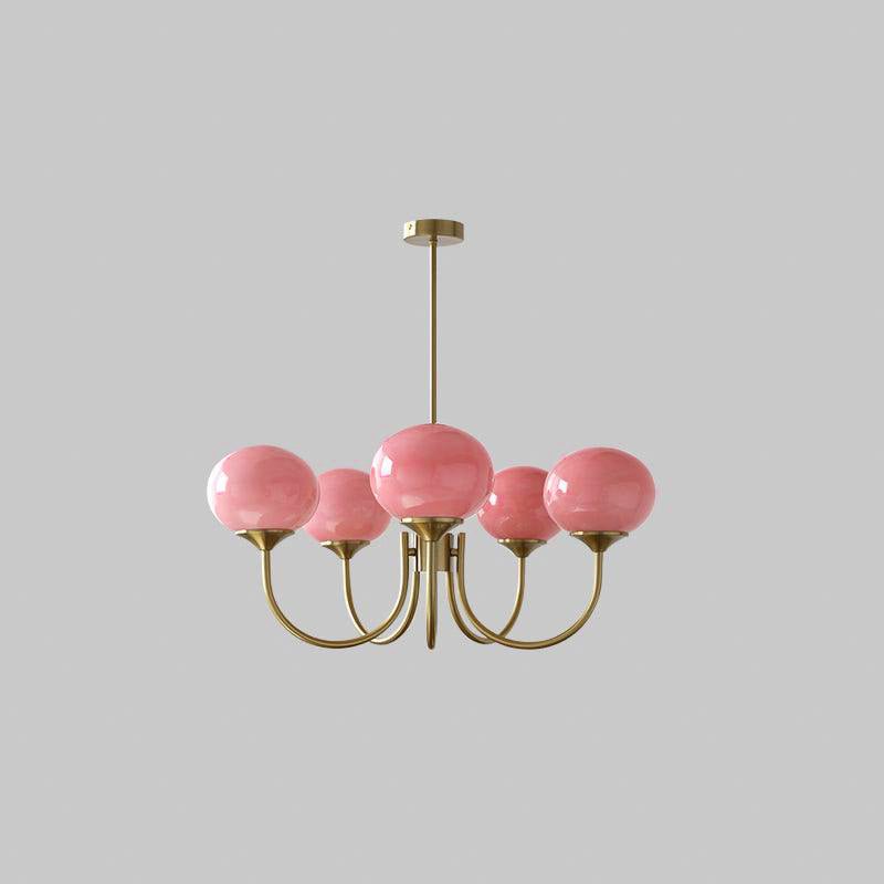 Handblown Glass Globe Chandelier with Gold or Chrome Finish – 3 or 5 Light Dining Room Pendant for Kitchen Island, Bedroom, Living Room | Thomler