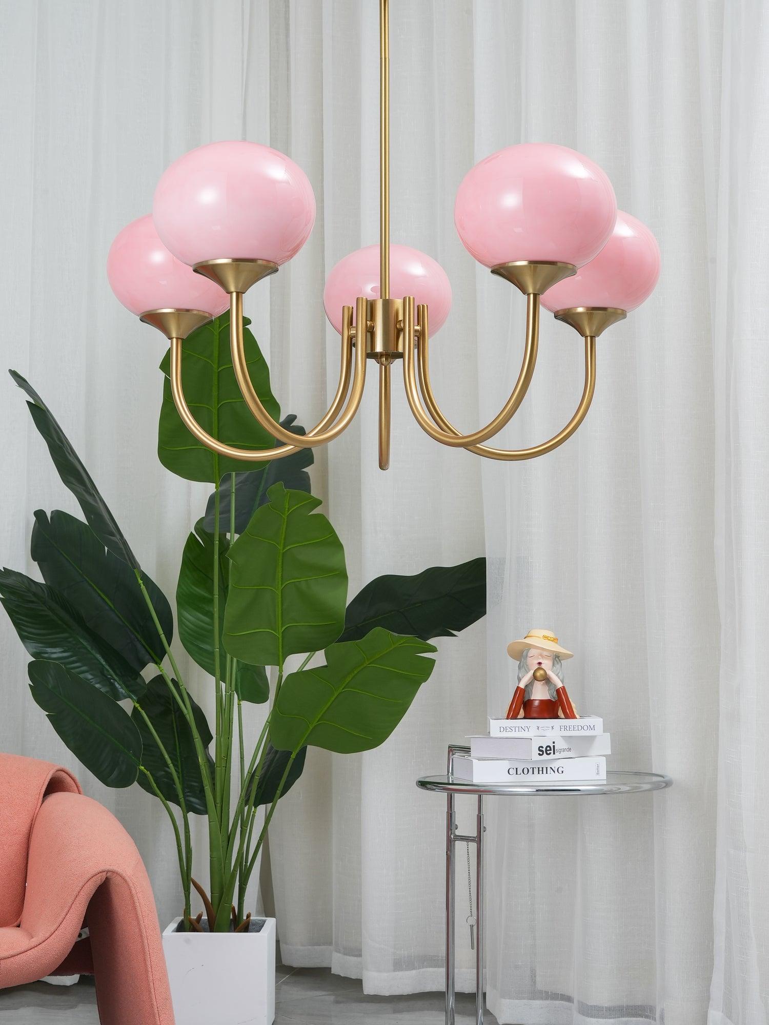 Handblown Glass Globe Chandelier with Gold or Chrome Finish – 3 or 5 Light Dining Room Pendant for Kitchen Island, Bedroom, Living Room | Thomler