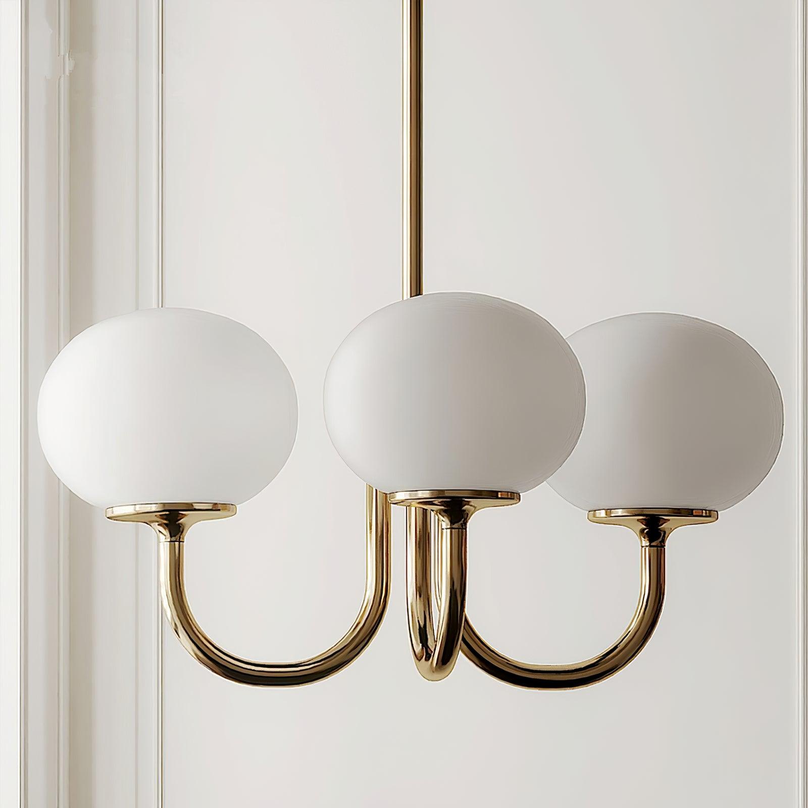 Handblown Glass Globe Chandelier with Gold or Chrome Finish – 3 or 5 Light Dining Room Pendant for Kitchen Island, Bedroom, Living Room | Thomler