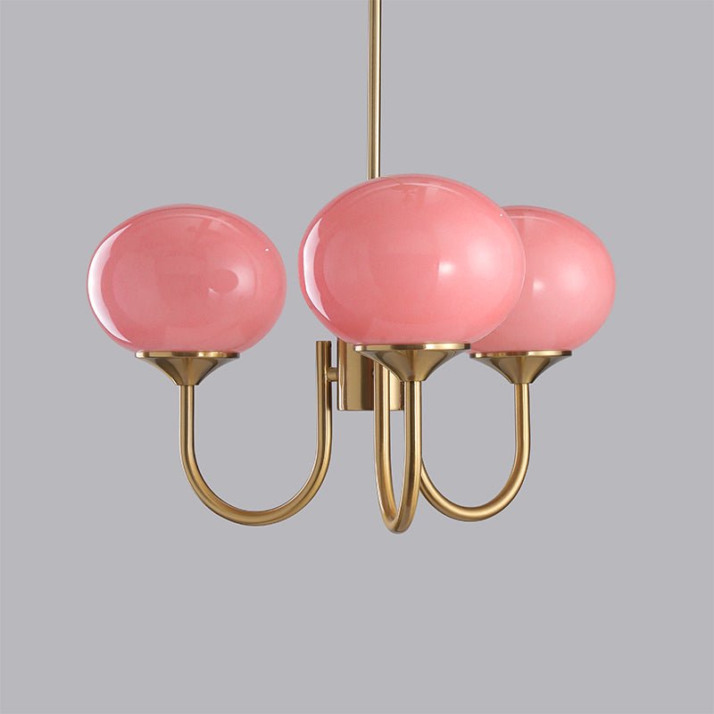 Handblown Glass Globe Chandelier with Gold or Chrome Finish – 3 or 5 Light Dining Room Pendant for Kitchen Island, Bedroom, Living Room | Thomler