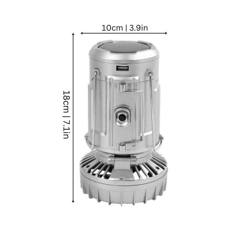 Solar LED Camping Lantern with Fan Rechargeable Portable Hanging Light Outdoor Gear for Hiking Backyard Patio Emergency | Thomler