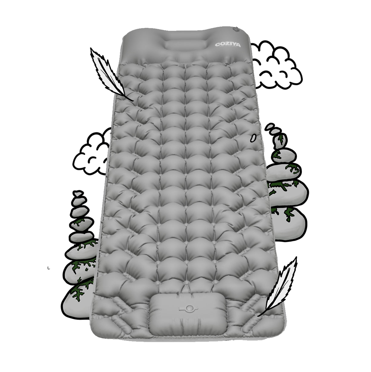 Self-Inflating Camping Sleeping Pad with Built-In Pump | Lightweight Insulated Sleep Mat for Backpacking Hiking Travel | 75x23 in Compact | Thomler