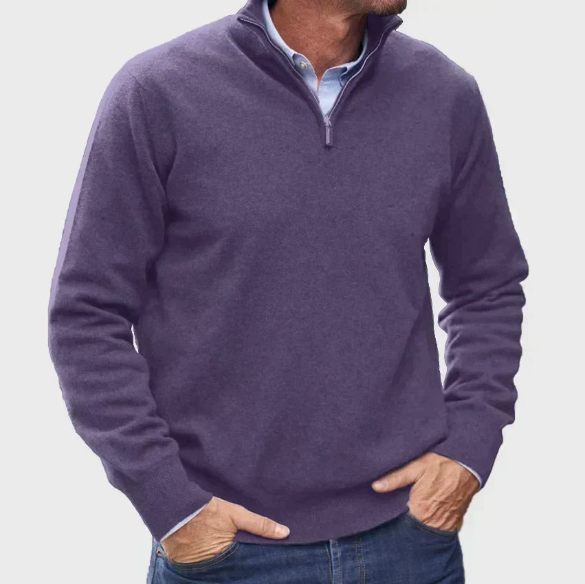 Men's Midweight Pullover with Partial Zipper and Upright Neckline for Work and Weekend | Thomler