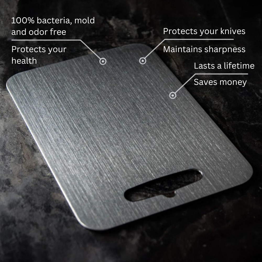 Titanium Prep Surface Non-Porous Knife-Friendly Food Board for Home & Professional Kitchens Silver Finish Antibacterial | Thomler