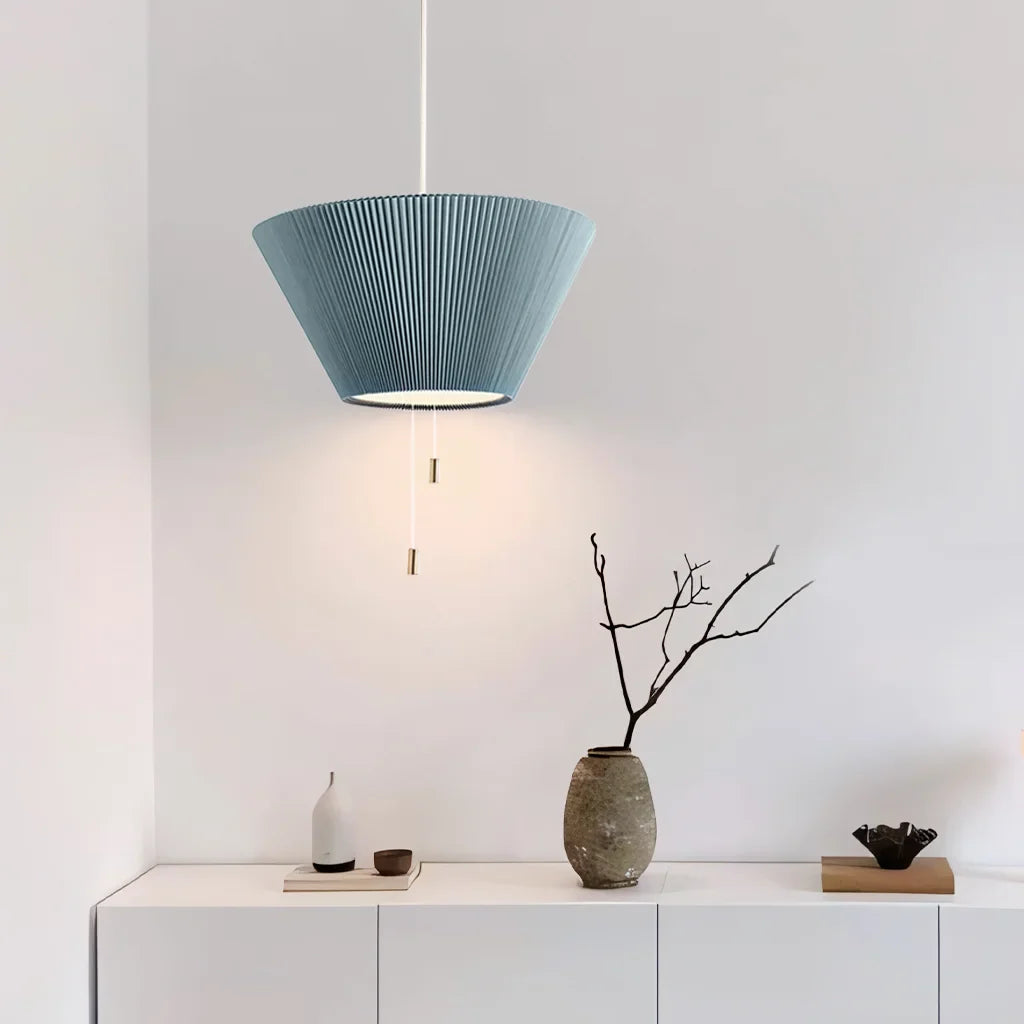 Pendant Light Paper Adjustable 12 in Round Cylinder Warm LED Dining Room Kitchen Hanging Lamp Multi-Scene Lighting | Thomler