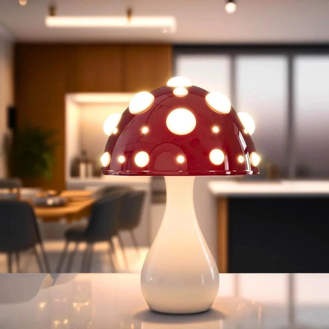 Table Lamp Metal Aluminum 11.8 in Mushroom Shape Bedroom Desk Ambient Lighting Corded Or Cordless LED Nightstand Accent Light | Thomler