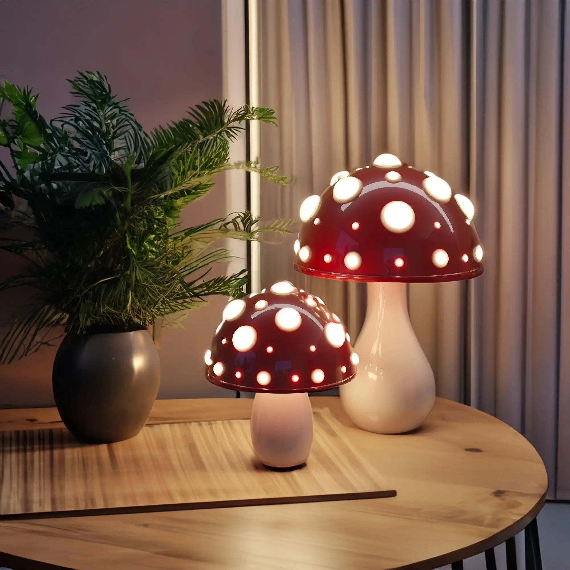 Table Lamp Metal Aluminum 11.8 in Mushroom Shape Bedroom Desk Ambient Lighting Corded Or Cordless LED Nightstand Accent Light | Thomler