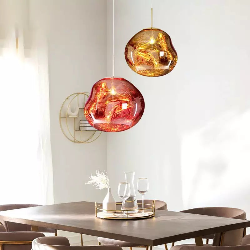 Sculpted Glass Pendant Light with Adjustable Cord for Dining Room & Living Room | Modern Ceiling Lighting Fixture | Thomler