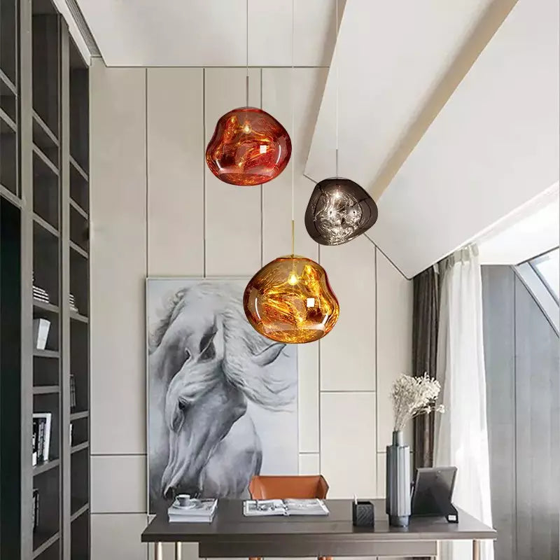 Pendant Light Glass 48.0 cm Smoke Dining Room Artistic Hanging Ceiling Lamp E27 Sculptural Statement Lighting | Thomler