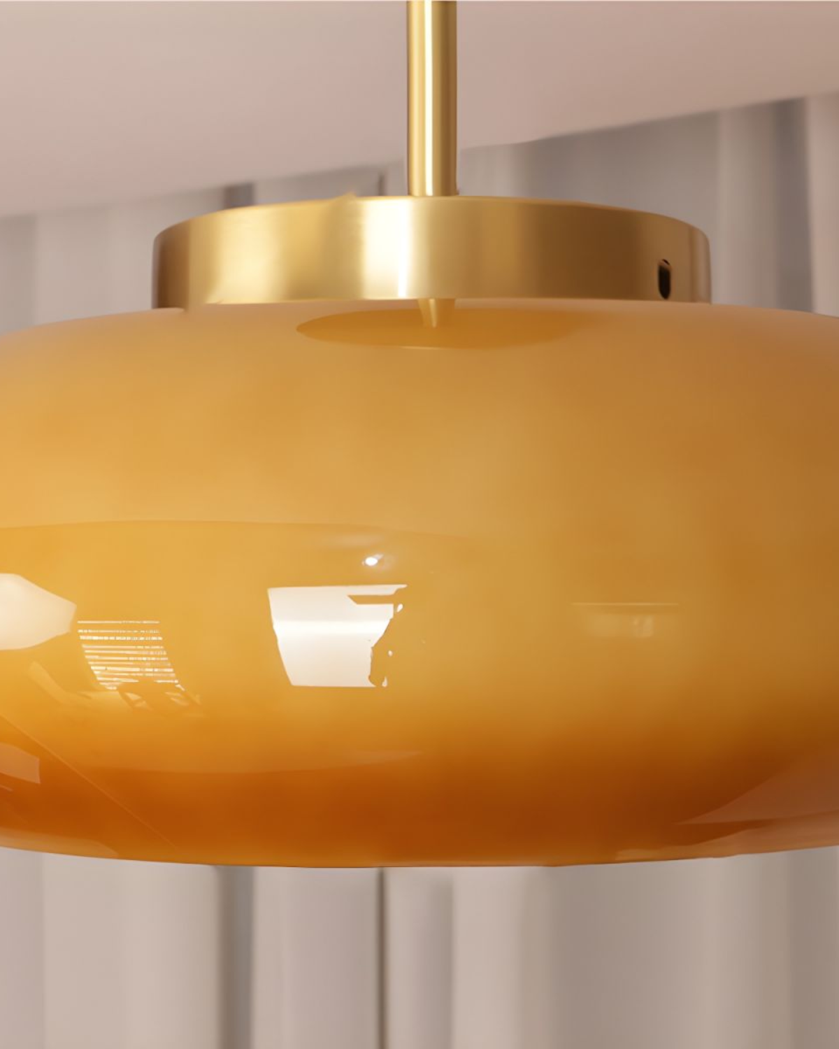 Hanglamp Glas Goud 40cm E27 Amber Wit Modern Design | Sansoti