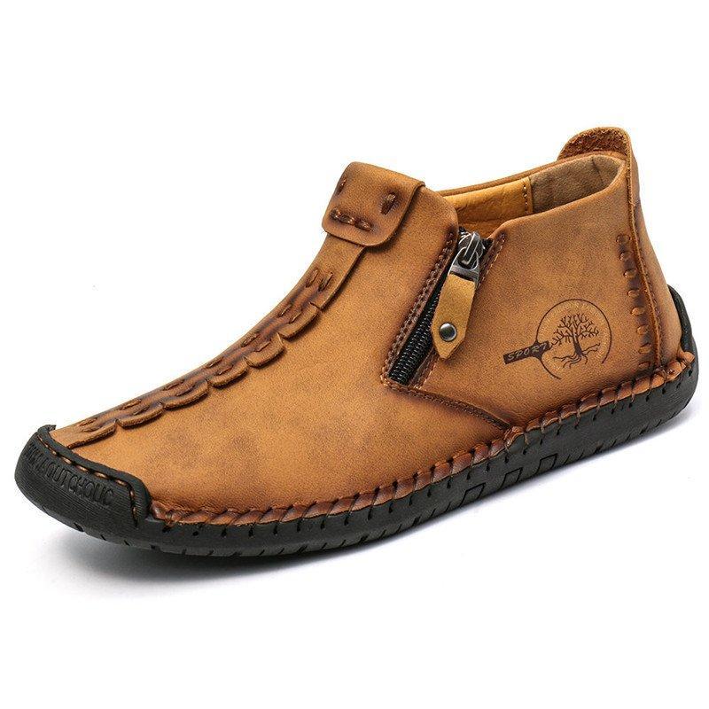 Leather Ankle Boots for Men with Side Zip & Non-Slip Sole – Handcrafted Casual Footwear for Everyday Wear & Weekend Outings | Thomler