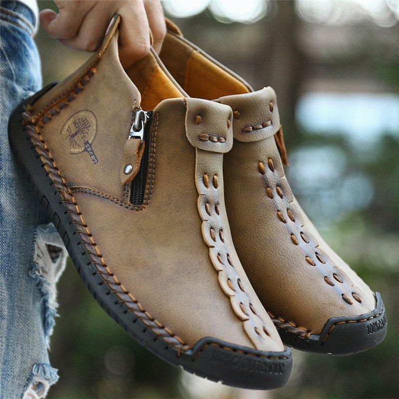 Leather Ankle Boots for Men with Side Zip & Non-Slip Sole – Handcrafted Casual Footwear for Everyday Wear & Weekend Outings | Thomler