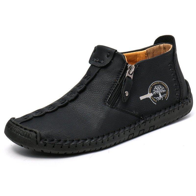Leather Ankle Boots for Men with Side Zip & Non-Slip Sole – Handcrafted Casual Footwear for Everyday Wear & Weekend Outings | Thomler