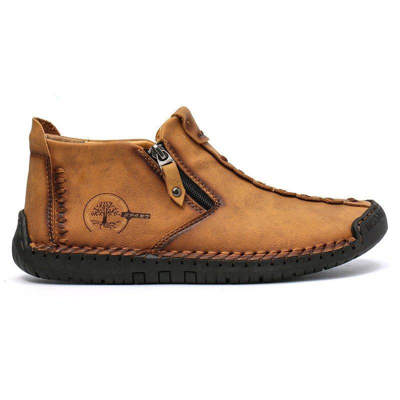 Leather Ankle Boots for Men with Side Zip & Non-Slip Sole – Handcrafted Casual Footwear for Everyday Wear & Weekend Outings | Thomler