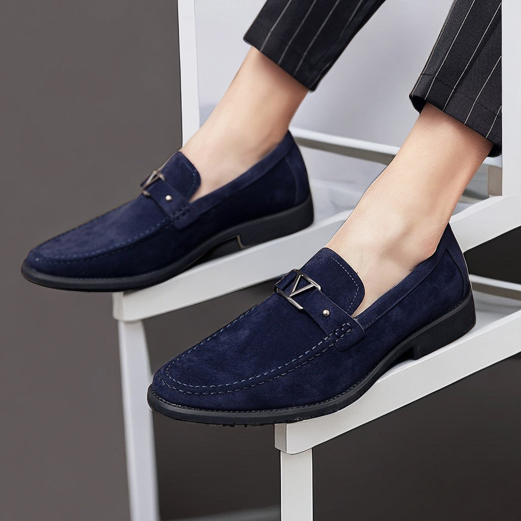 Men's Dress Loafers with Metal Buckle Detail – Slip-On Formal Shoes – Anti-Slip Rubber Sole – Classic Office Footwear for Work, Weddings & | Thomler