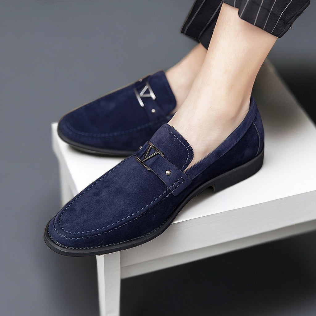 Men's Dress Loafers with Metal Buckle Detail – Slip-On Formal Shoes – Anti-Slip Rubber Sole – Classic Office Footwear for Work, Weddings & | Thomler