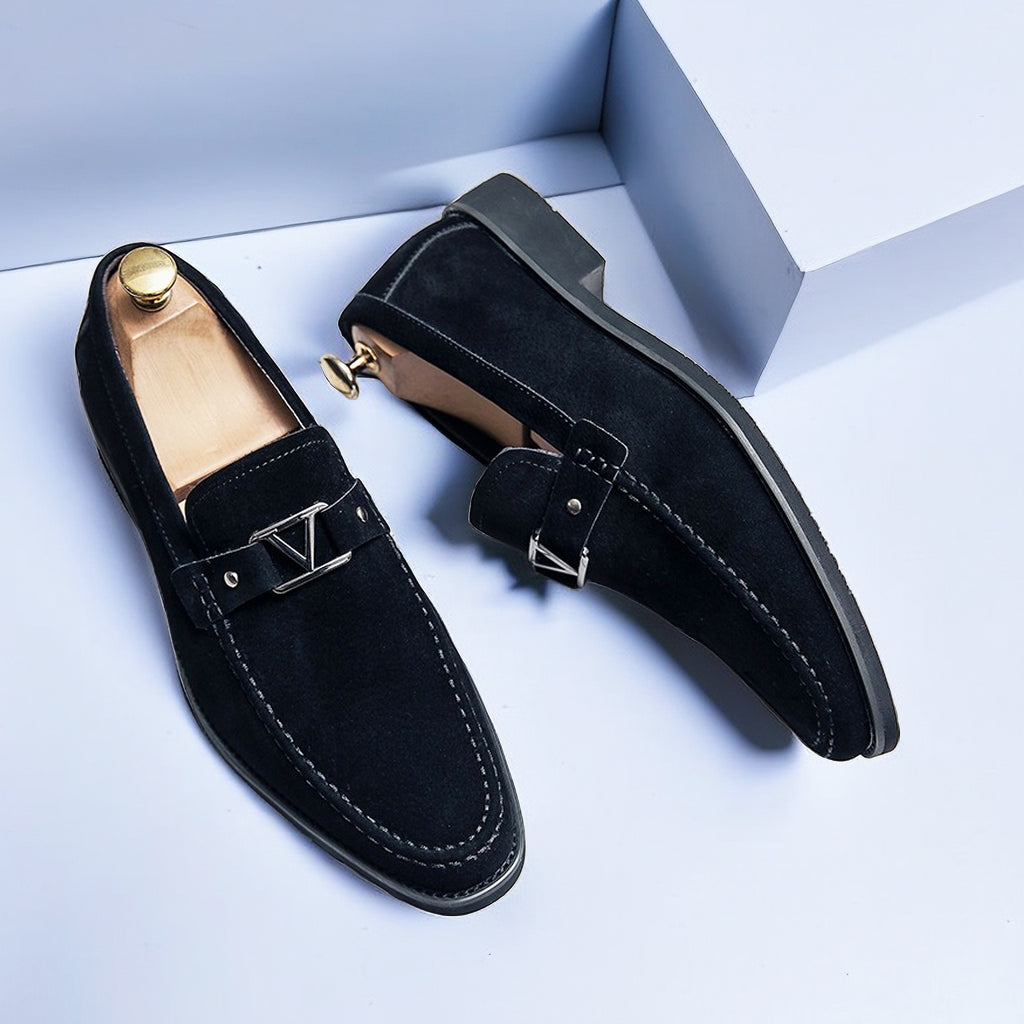 Men's Dress Loafers with Metal Buckle Detail – Slip-On Formal Shoes – Anti-Slip Rubber Sole – Classic Office Footwear for Work, Weddings & | Thomler
