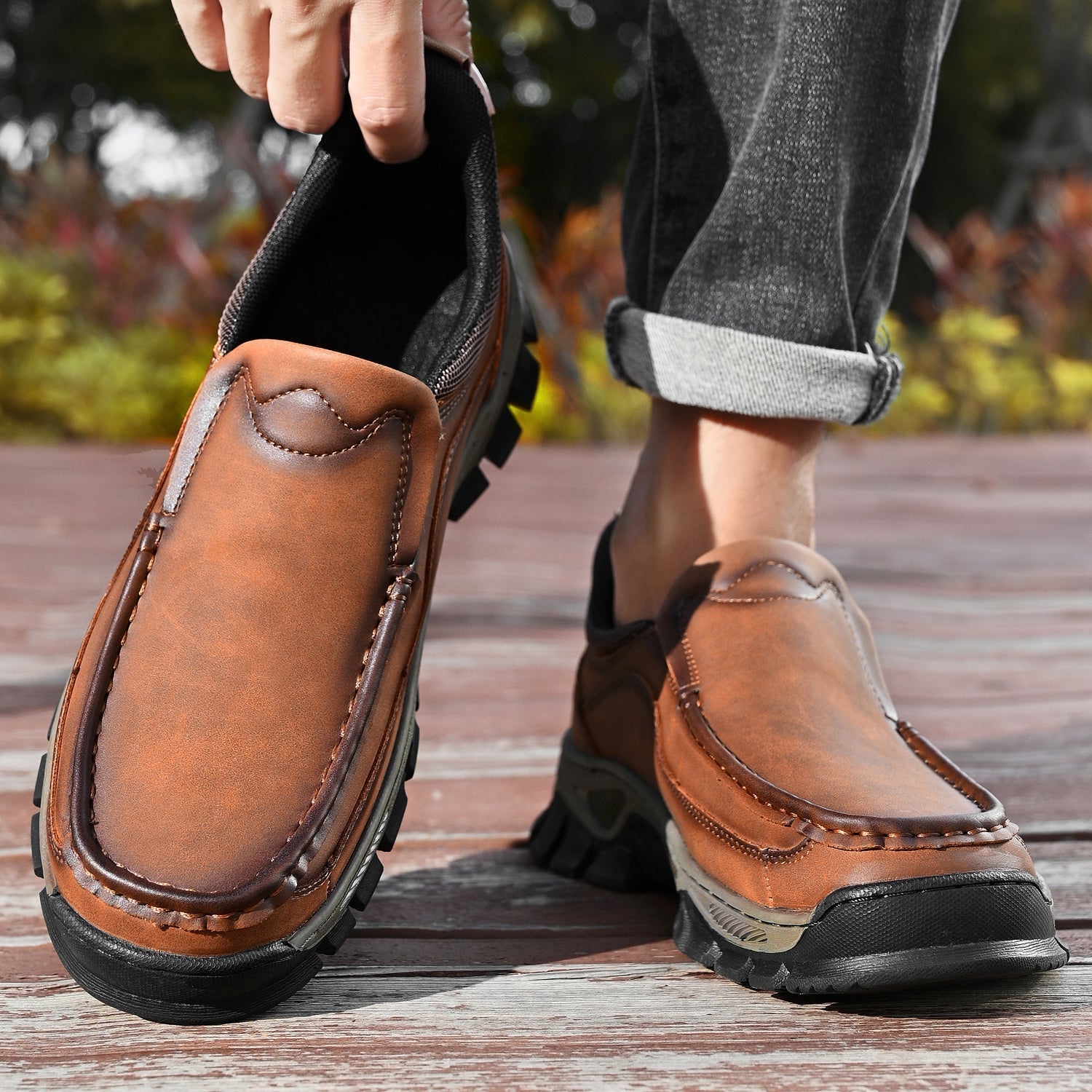 Men's Slip-On Footbed Loafers for All-Day Arch Support & Alignment | Cushioned Walking Sneakers with Ergonomic Sole for Pain Relief & | Thomler