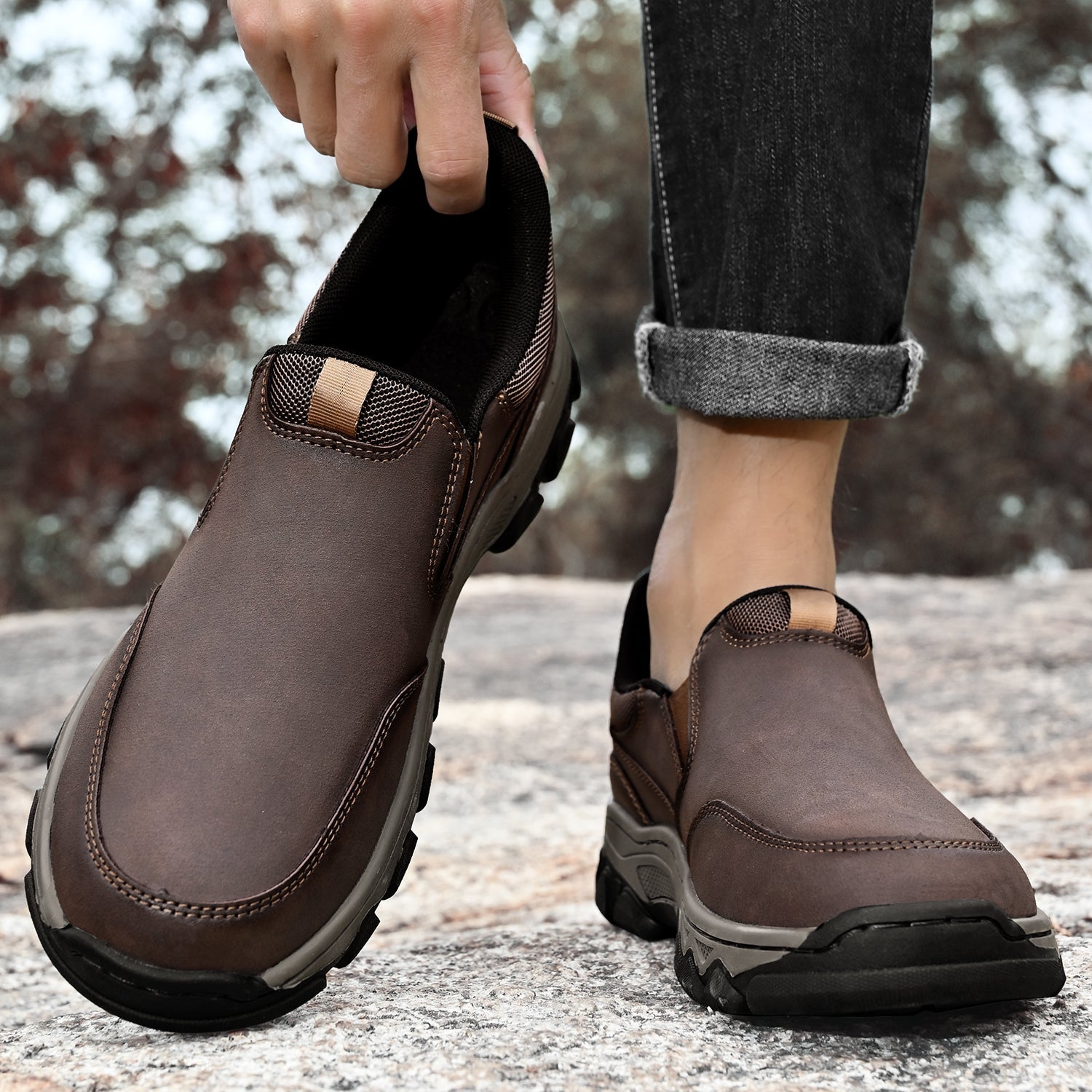 Men's Arch Support Slip-On Loafers for All-Day Walking & Standing | Posture-Correcting Footbed | Thomler