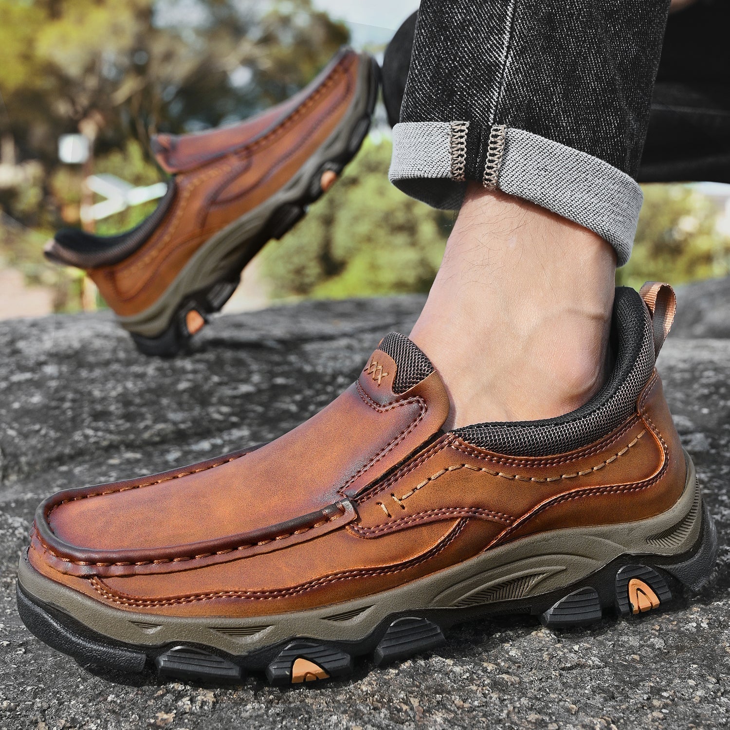 Men's Slip-On Footbed Loafers for All-Day Arch Support & Alignment | Cushioned Walking Sneakers with Ergonomic Sole for Pain Relief & | Thomler