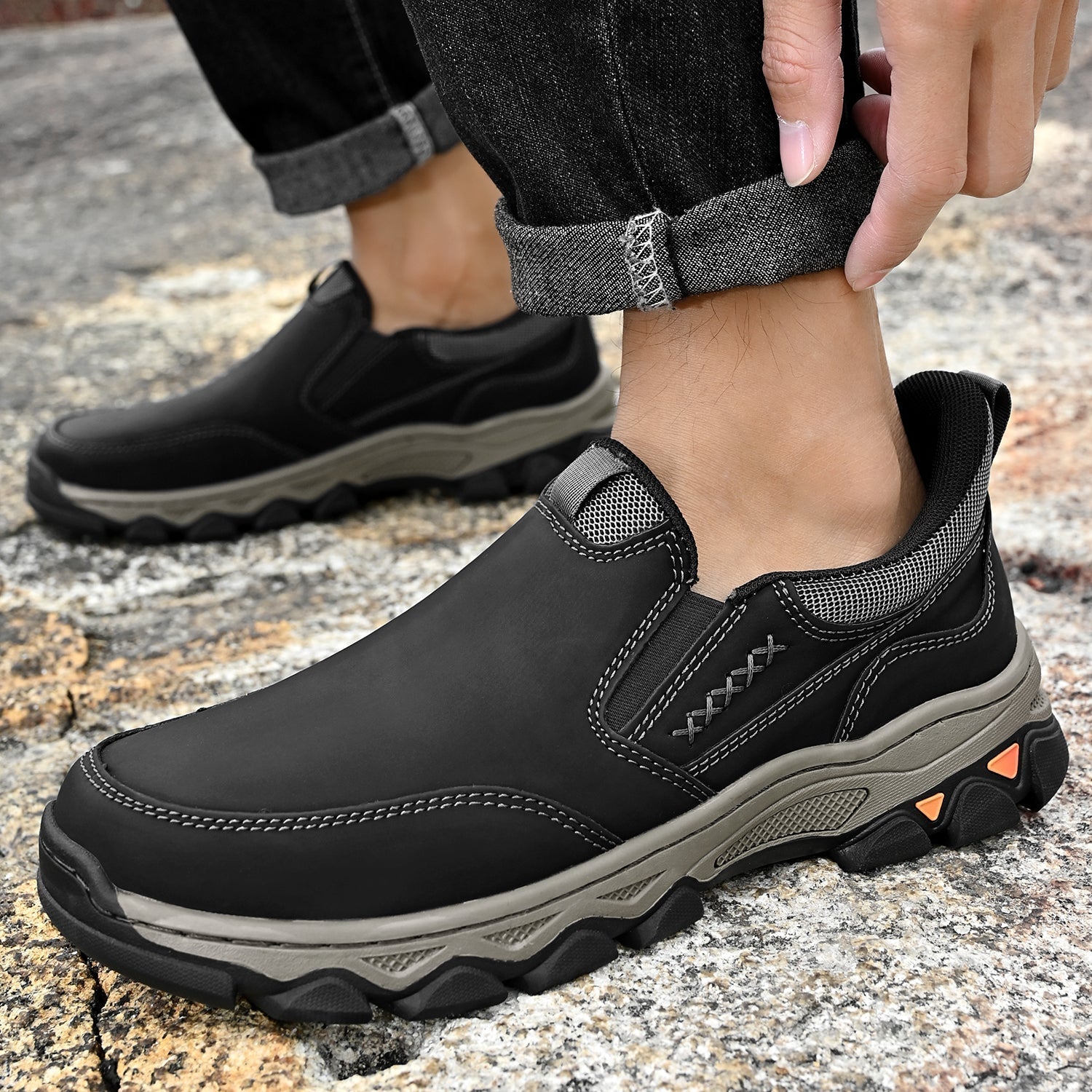 Men's Arch Support Slip-On Loafers for All-Day Walking & Standing | Posture-Correcting Footbed | Thomler
