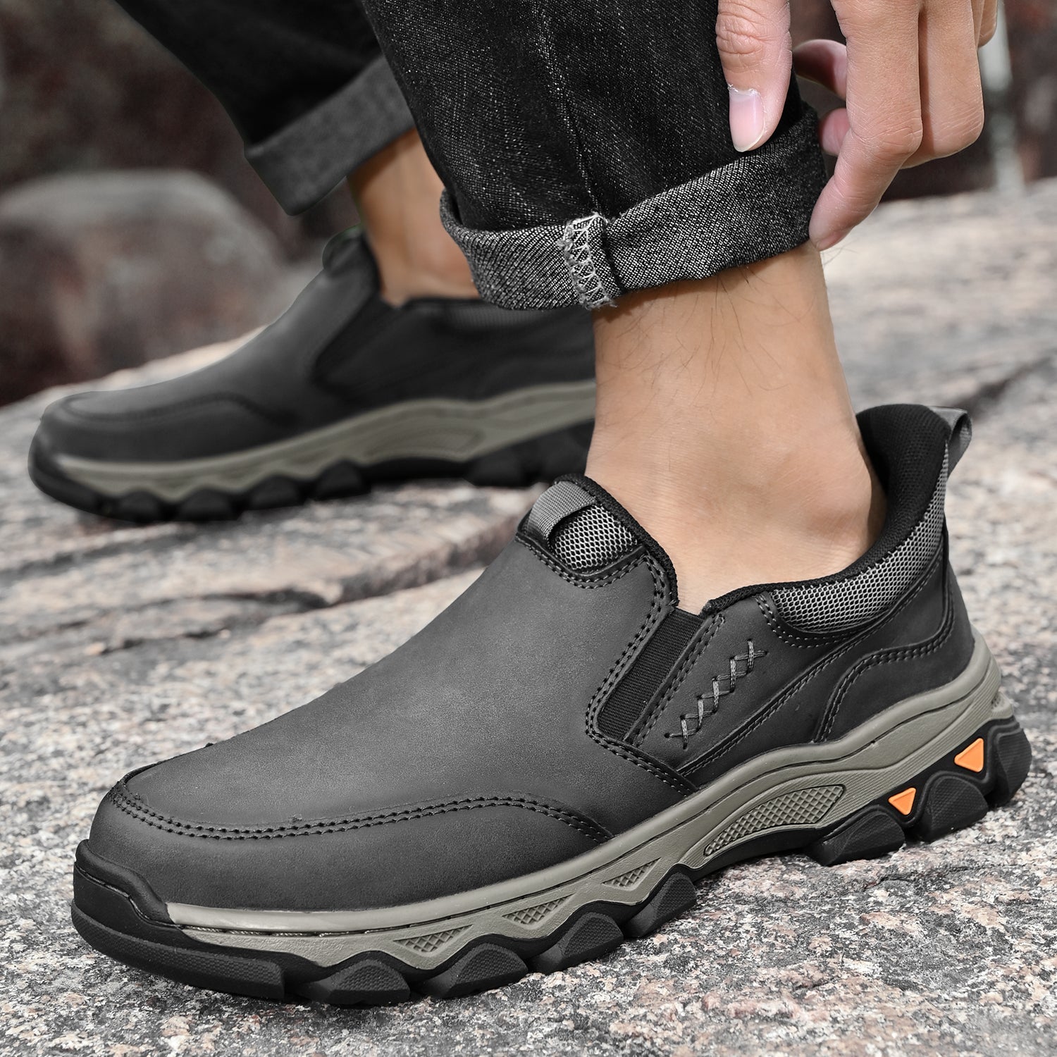 Men's Arch Support Slip-On Loafers for All-Day Walking & Standing | Posture-Correcting Footbed | Thomler