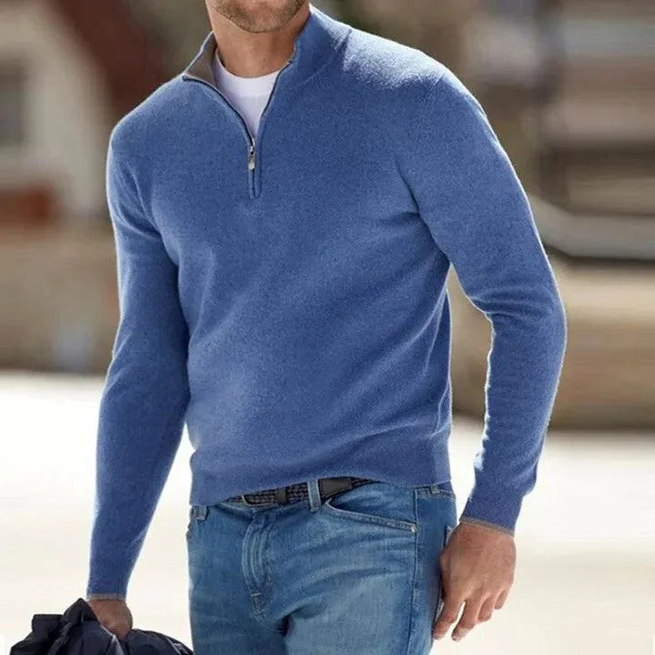 Pure Cashmere Crew Neck Sweater for Men – Full Sleeve Pullover Knit for Fall Winter Spring – Classic Fit Knitwear for Business Casual & | Thomler