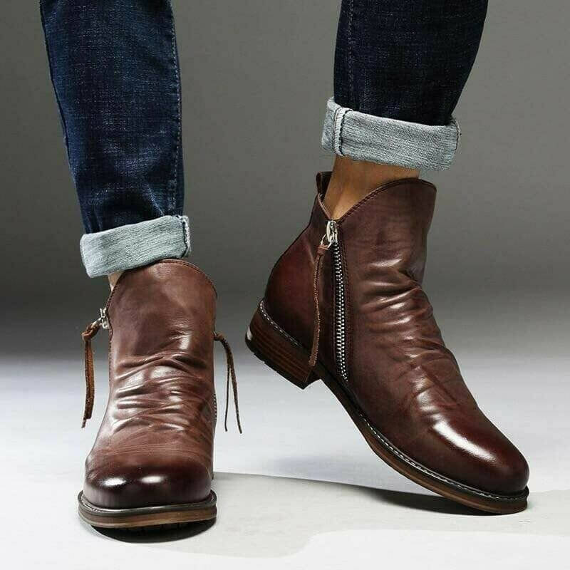 Men's Pointed-Toe Lace-Up Boots with Rubber Outsole – Classic Everyday Footwear for Work & Casual Wear | Thomler