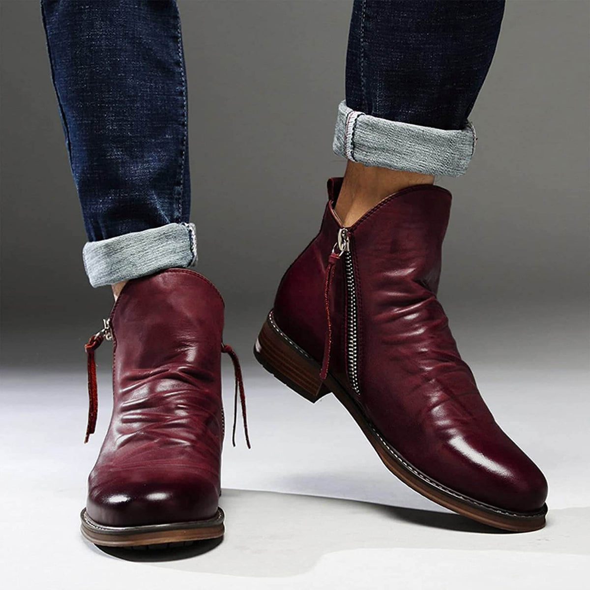 Men's Pointed-Toe Ankle Boots with Rubber Sole – Lace-Up Microfiber Footwear for Work, Casual & Evening – Cushioned Insole & Anti-Slip Tread | Thomler