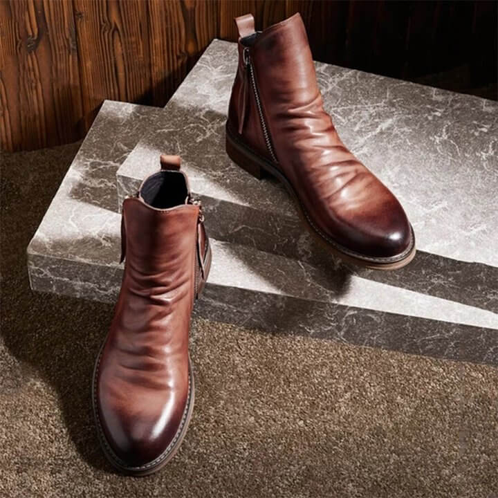 Men's Pointed-Toe Lace-Up Boots with Rubber Outsole – Classic Everyday Footwear for Work & Casual Wear | Thomler